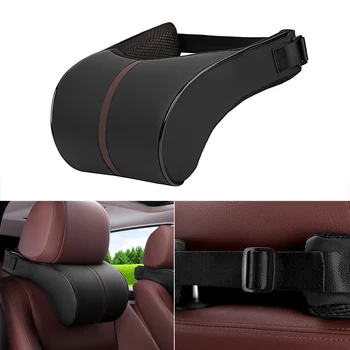 

Hot Car Headrest Pillow Head Neck Rest Cushion Memory Foam Leather Pillow Auto Headrest Pillow