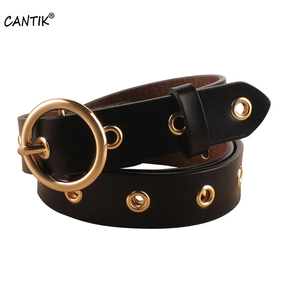 CANTIK Ladies 100% Real Genuine Leather Belts Women Retro Styles Pin Buckle Clothing Accessories for Women 2.8cm Width FCA005