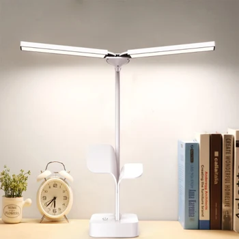 

Two Head Super Bright LED Desk Lamp For Office Reading USB Rechargeable Dimmable 3 Lights Adajustable Bedside Touch Table Lamp