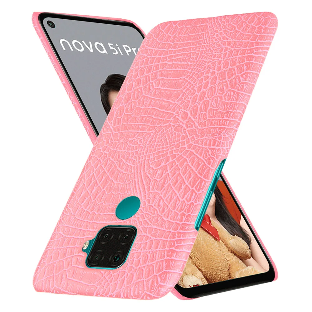 pink Жесткий чехол с текстурой крокодиловой кожи из искусственной кожи для huawei Nova 5Z - Цвет: pink