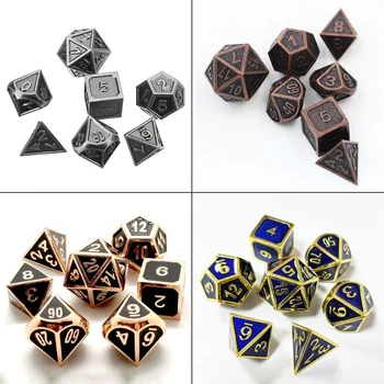 

Embossed Heavy Metal dice table game 7pcs polyhedral RPG for dungeons and dragons with Bag