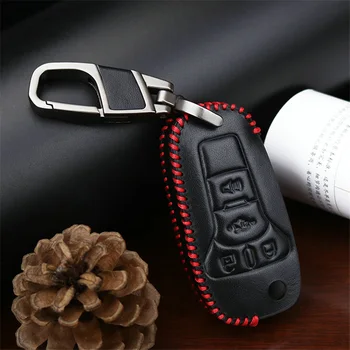 

Leather Car Key Ring Key Case Cover For Ford Mondeo MK3 MK4 MK5 Mustang S C MAX Focus 2 3 Fiesta Fusion Ranger Kuga Explorer Key