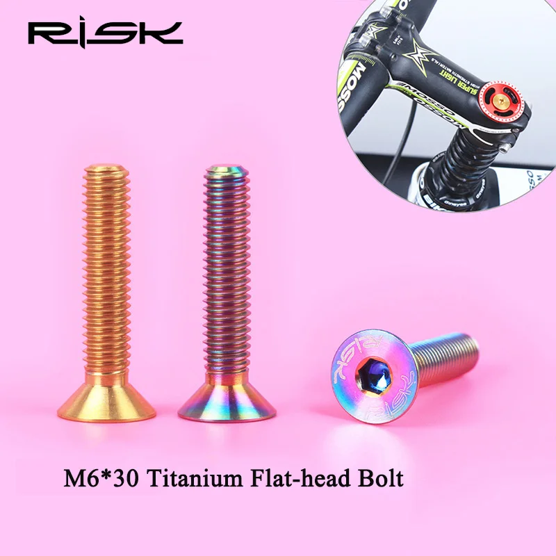 

RISK Bicycle Headset Cap Fixing Bolts Titanium Alloy Flat-head Mountain MTB Bike Stem Top Cap Fixed Screws Cycling Accessories