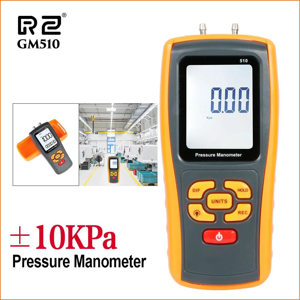 RZ Pressure Gauge Manometer Handheld Pressure Differential Tester Range 10KPa USB Portable Digital Manometer Pressure Meter - Цвет: Белый