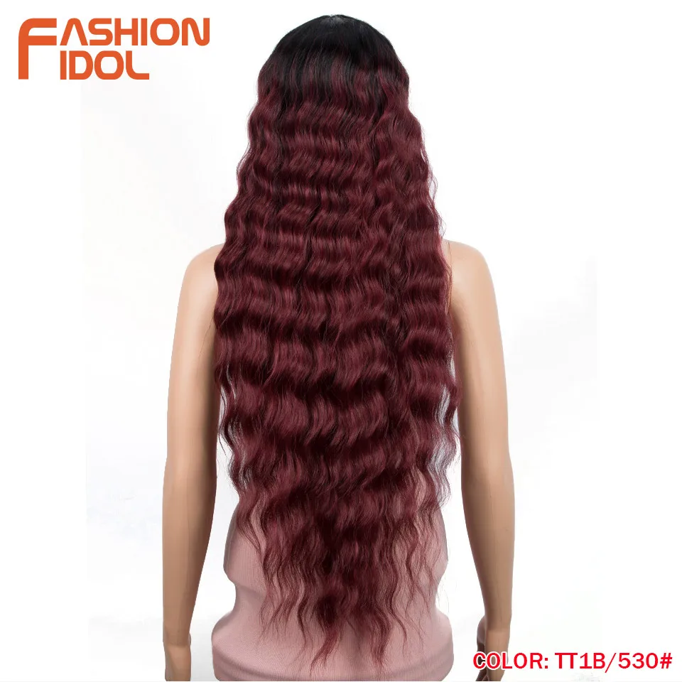 Fashion Idol Loose Wave Fake Hair Cosplay Wig Nature Hair 30 Inch Ombre Brown Heat Resistant Long Synthetic Wigs For Black Women