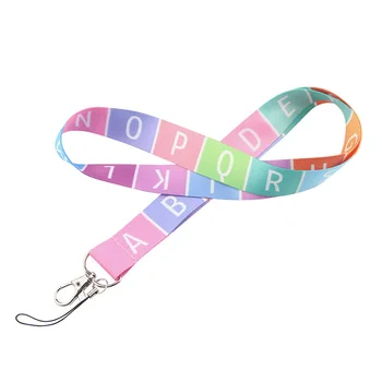 

20pcs/lot Mobile Phone Rope Language Learning Alphabet Lanyard Documents Badge Key Strap Exhibition Neck Strap AT0194