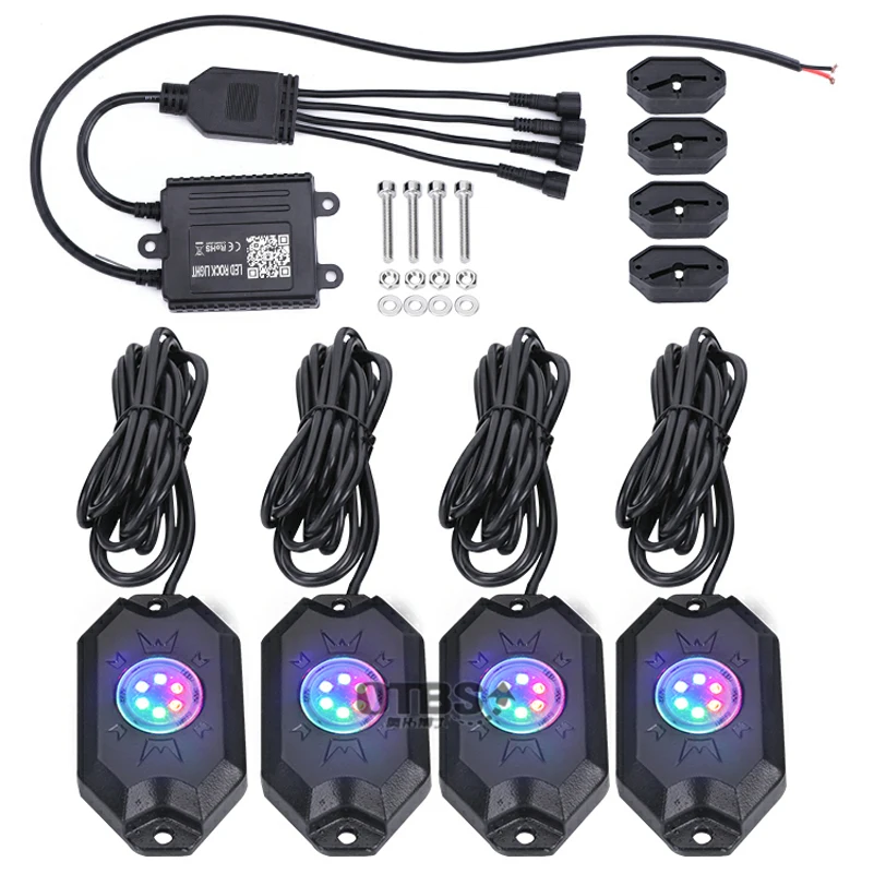 RGB светодиодный Рок Огни комплект с Bluetooth контроллер, Функция синхронизации, музыкальный режим для автомобиля грузовик ATV UTV каяк Polaris RZR Off Road