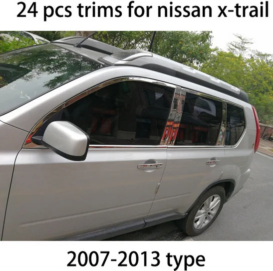 Нержавеющая сталь окна автомобиля планки для nissan x-trail 2008-2013 2010 2011 2012 nissan rogue - Цвет: 24 pcs trims