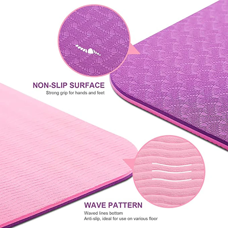 Polymères de yoga TPE avec ligne de position, 6mm, double couche, tapis d'exercice sportif pour maire, intérieur, salle de sport à domicile, fitness, AqPilates