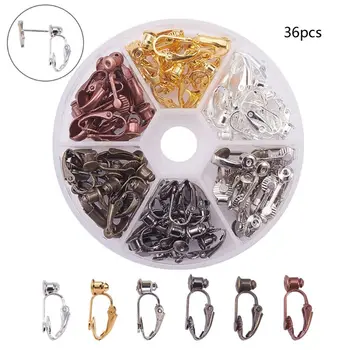 

36pcs/Box 6 Colors Brass Stud to Clip on Earring Converters for Non-Pierced Ears