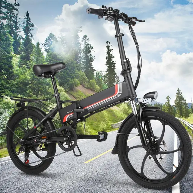 350W Tire Electric Bicycle Beach Cruiser Bike Booster Bike 20inch Lithium Battery Folding Mens Women's ebike 2