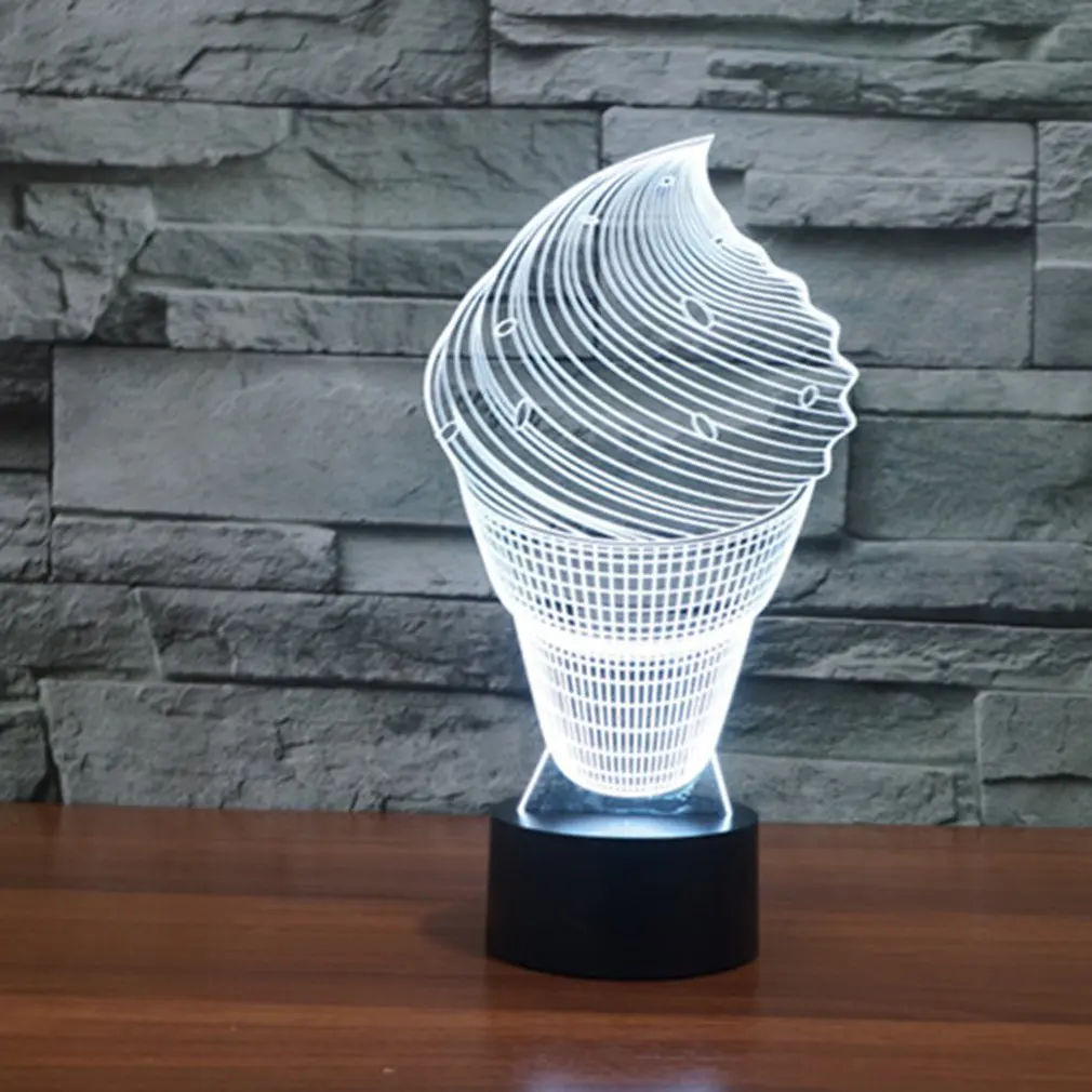 Мороженое Форма сенсорная настольная лампа 7 цветов Изменение Настольная лампа 3D лампа светодиодный ночной Светильник стереоскопическая подсветка