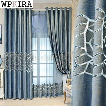 

Modern Geometric Curtain for Living Room Stitching Curtain for Living Room Drape Sheer Delicate Fabric French Window S555#40