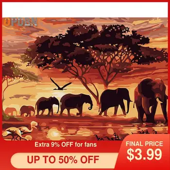 

OPDBN Tainted Frame DIY Painting By Numbers Animal Picture By Numbers For Adults Modern Wall Art Decors Handpainted Diy Gift