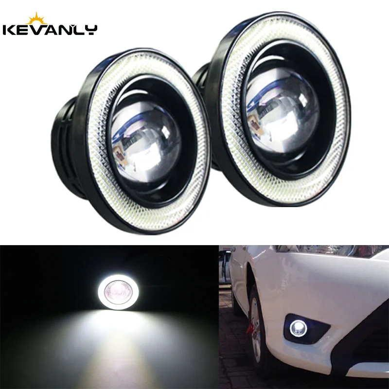 2pcs 2.5/'/' Yellow 20W Angel Eye Halo Ring Car Head Lamp Projector LED Fog Light