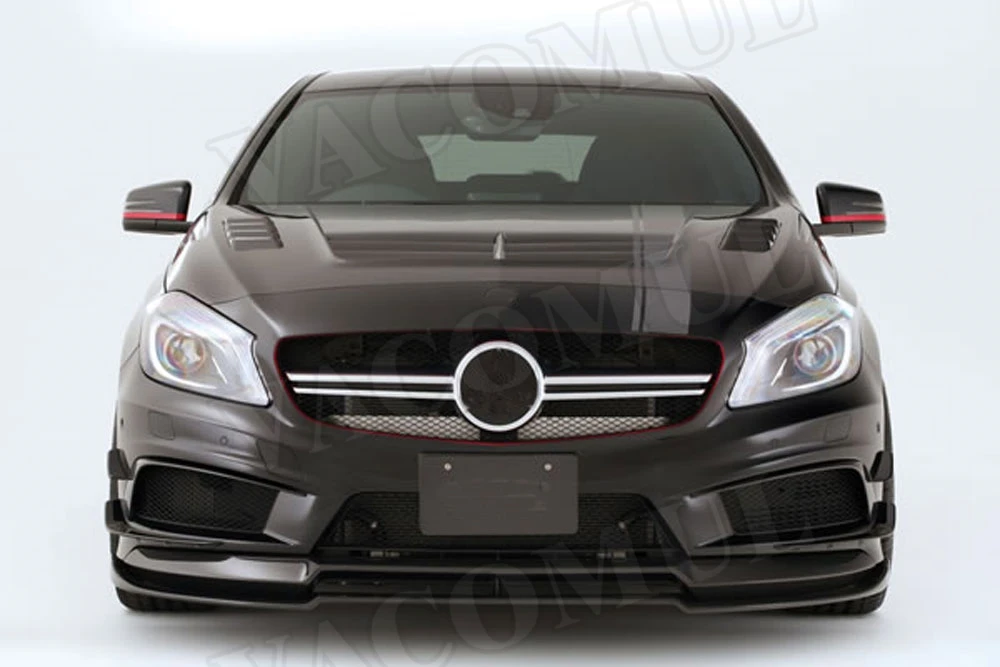 Двойной передний спойлер из углеродного волокна для Mercedes Benz A Class W176 A180 A200 A260 Sport Bumper 2013- автомобильный бампер Защита подбородка