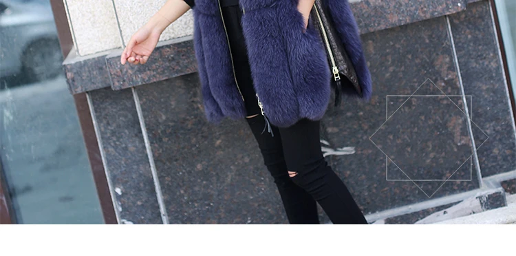 Осень и зима новая мода версия имитация лисы женский меховой жилет длинный участок свободный жакет с капюшоном Женское пальто
