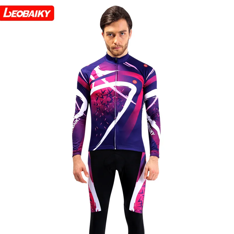 1 Brand Pro Team Men Cycling Jersey Set Long Sleeves MTB Bike Clothes Bicycle Clothing Autumn Thin Cycle Sportswear - Цвет: 1