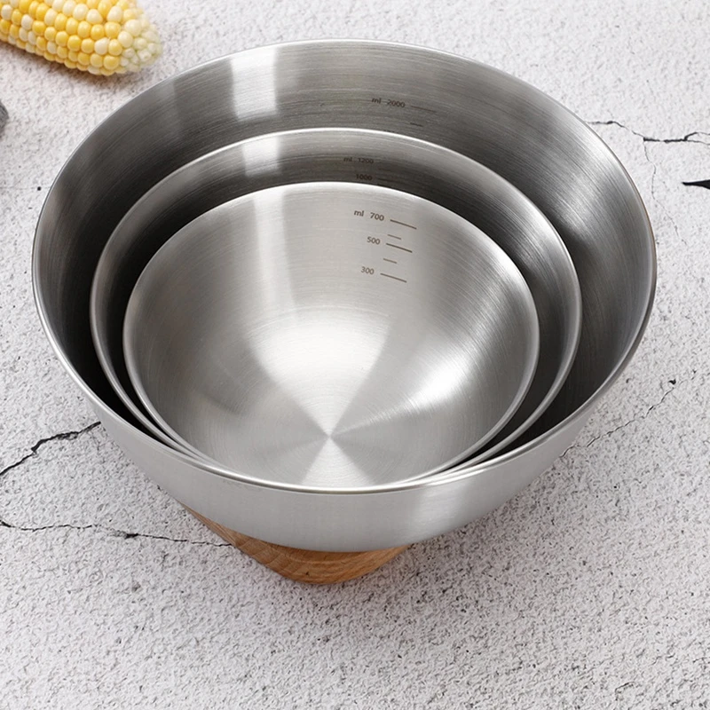 304 Stainless Steel Mixing Bowl Storage Bowl Set Kitchen Salad Bowl Cooking Bowl Baking Accessories With Scale Bowls Aliexpress