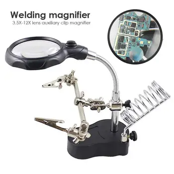 

Durable Lens Auxiliary Clip Clamp Black Desk Lamp Soldering Iron Tool Welding Magnifier Repair Zinc Alloy Magnifier Bracket