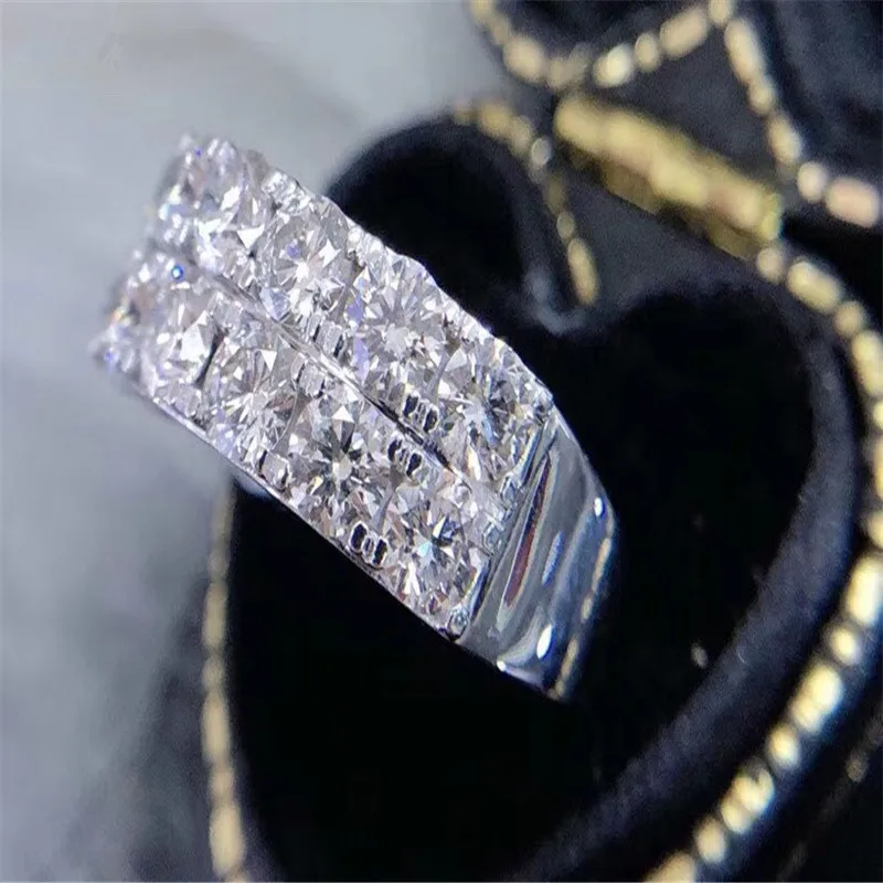 white gold Хорошее ювелирное изделие мосанит кольцо 18 К золото для женщин 1.8CT VVS d-цвет высокое качество - Цвет камня: white gold