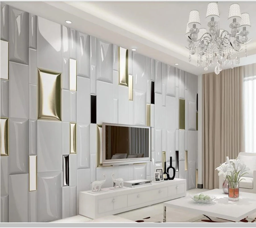 

Papel de parede 3d стерео современные модные золотые клетчатые геометрические мягкие обои, для гостиной, спальни, телевизора, ванной комнаты