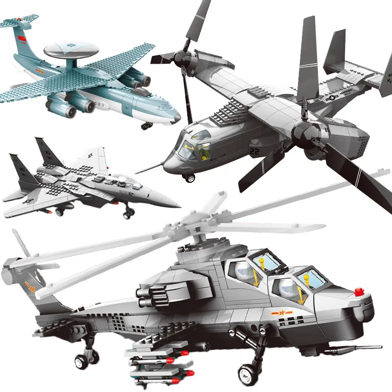 

6 Styles Wange F15 Eagle Fighter Helicopter Gunship Fighter Plane Building Blocks Bricks Education Toys Technic