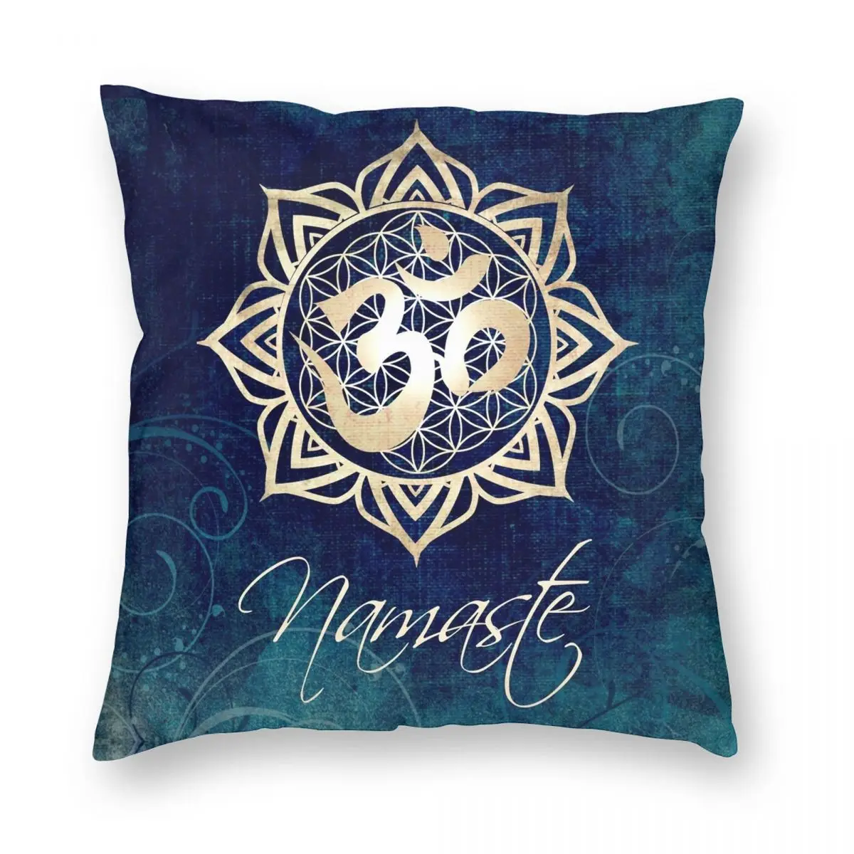 

Namaste Lotus Flower Of Life Mandala Square Pillowcase Polyester Linen Velvet Printed Zip Decor Sofa Cushion Cover Wholesale