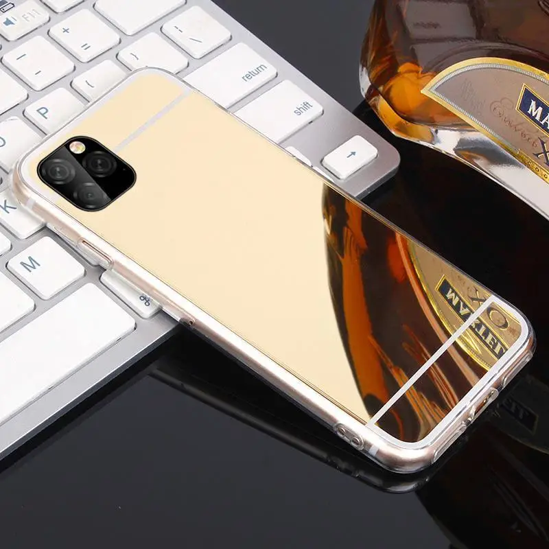 100 шт гладкий зеркальный чехол для iPhone 11 Pro Max покрытие Мягкий Силиконовый ТПУ чехол для iPhone11 Pro 11Pro Max защитный чехол