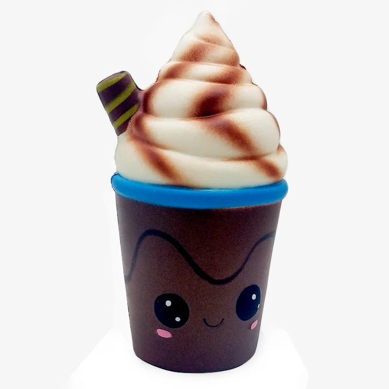 New Products Squishy Candy Toy Model Memory Foam Ice Cream Cup with Straw Model Soft Scented Ornament Toy