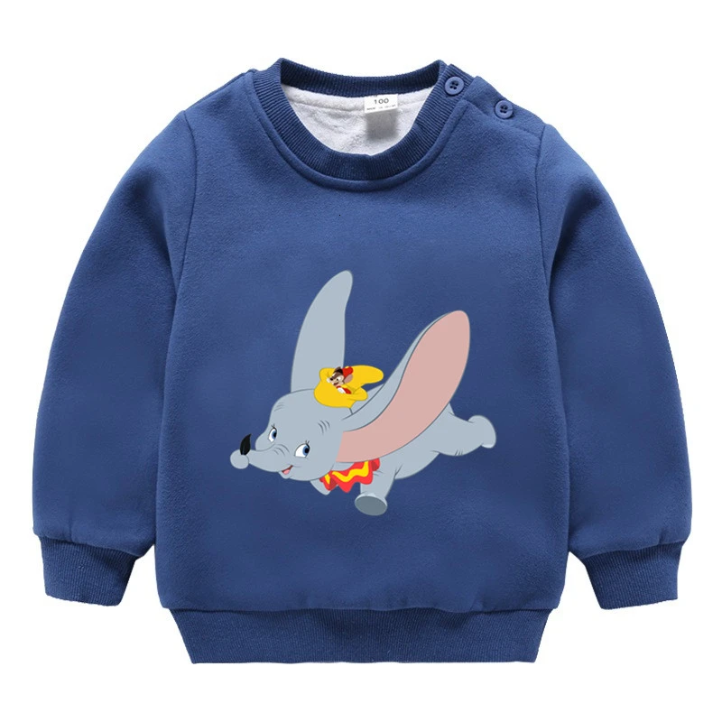 wholesale movie Dumbo winter Plus velvet Sweatshirt Boys Girls Funny lovely color Kid O-Neck Tops Children Cartoon Baby - Цвет: as picture