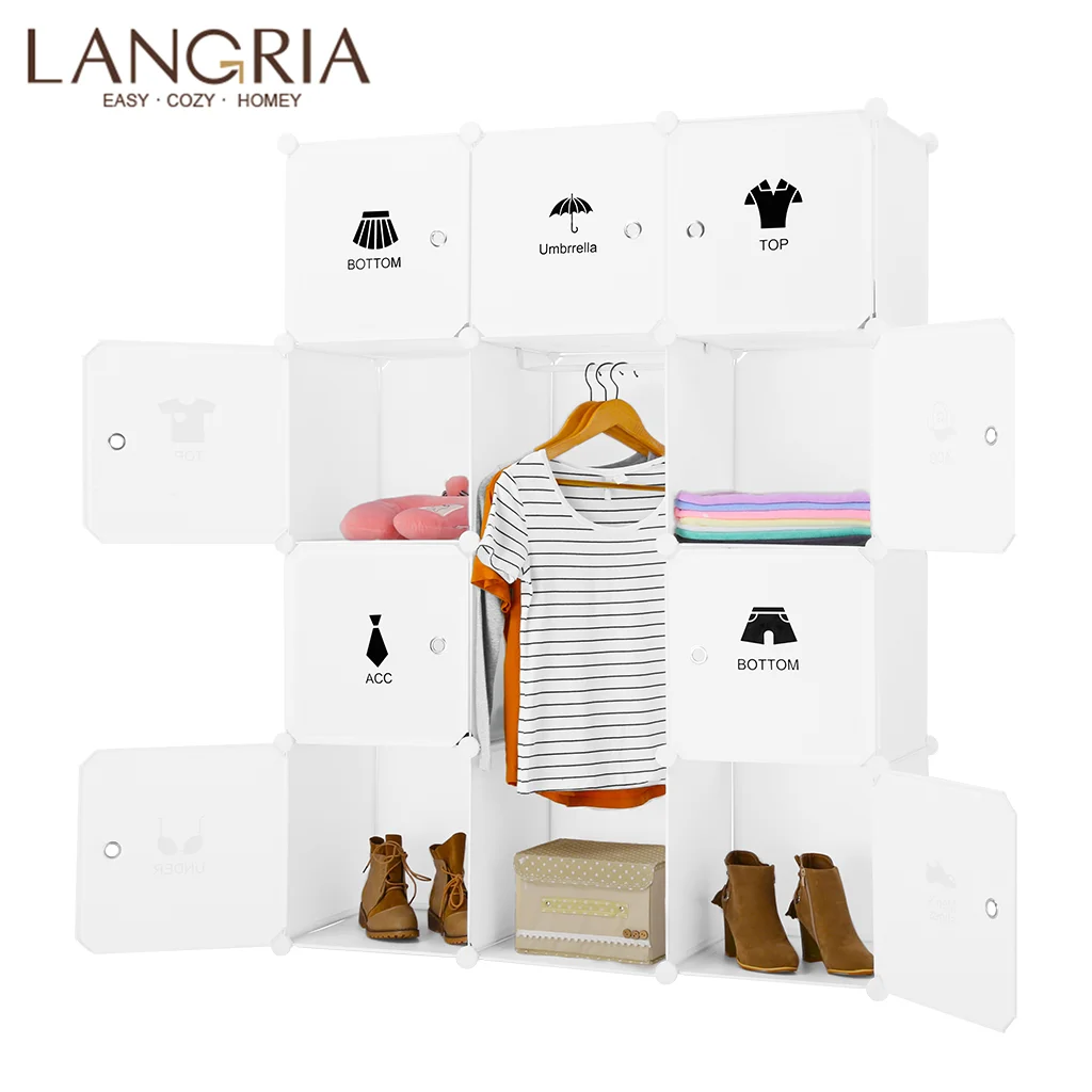 

LANGRIA 12 Cube Assembly Simple Closet Plastic Cube Mutiluse Modular Storage Cabinet Fashion Icon Stickers Home Furniture