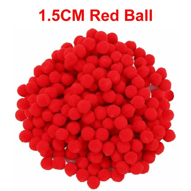 1.5cm Red Ball 500 шт набор плюшевых игрушек с изображением глаз, помпоны для детей, развивающие игрушки для рукоделия, художественное ремесло, креативные игрушки для детей - Color: 1.5cm Red Ball