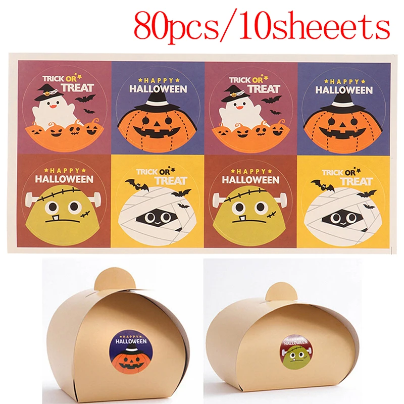 80/10sheets Handbook Stickers Cute Halloween Stickers Funny Decorative Stickers Scrapbooking DIY Craft Photo Albums