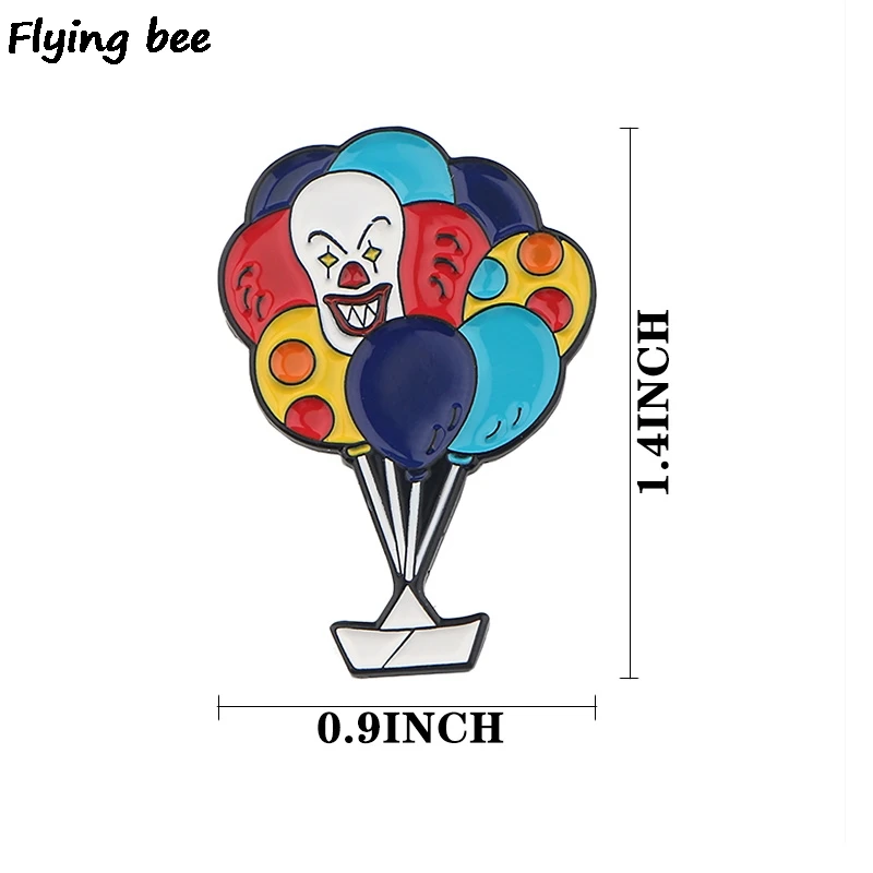 Flyingbee Stephen King's It с остроумной художественной обработкой металла брошь Мультяшные значки ужасов рубашка эмалированные значки значок на лацкан значок для одежды X0510