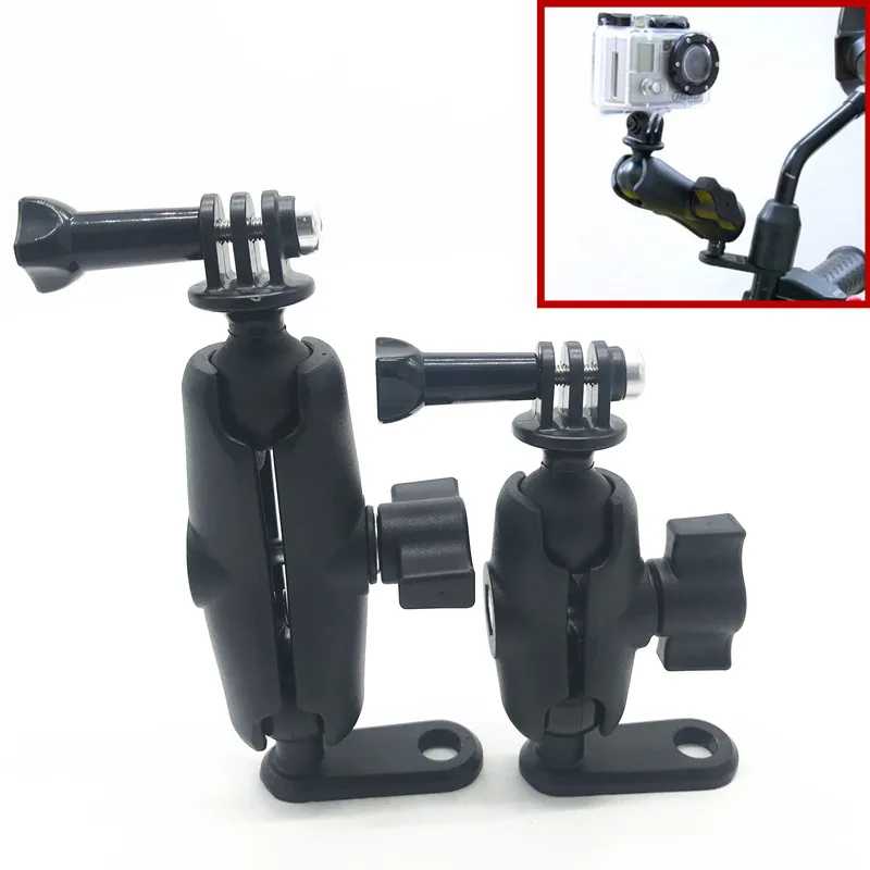 Motorcycle rearview mirror or Pinch Bolt Mount with Double Socket Standard Arm for GoPro Hero Camera | Электроника
