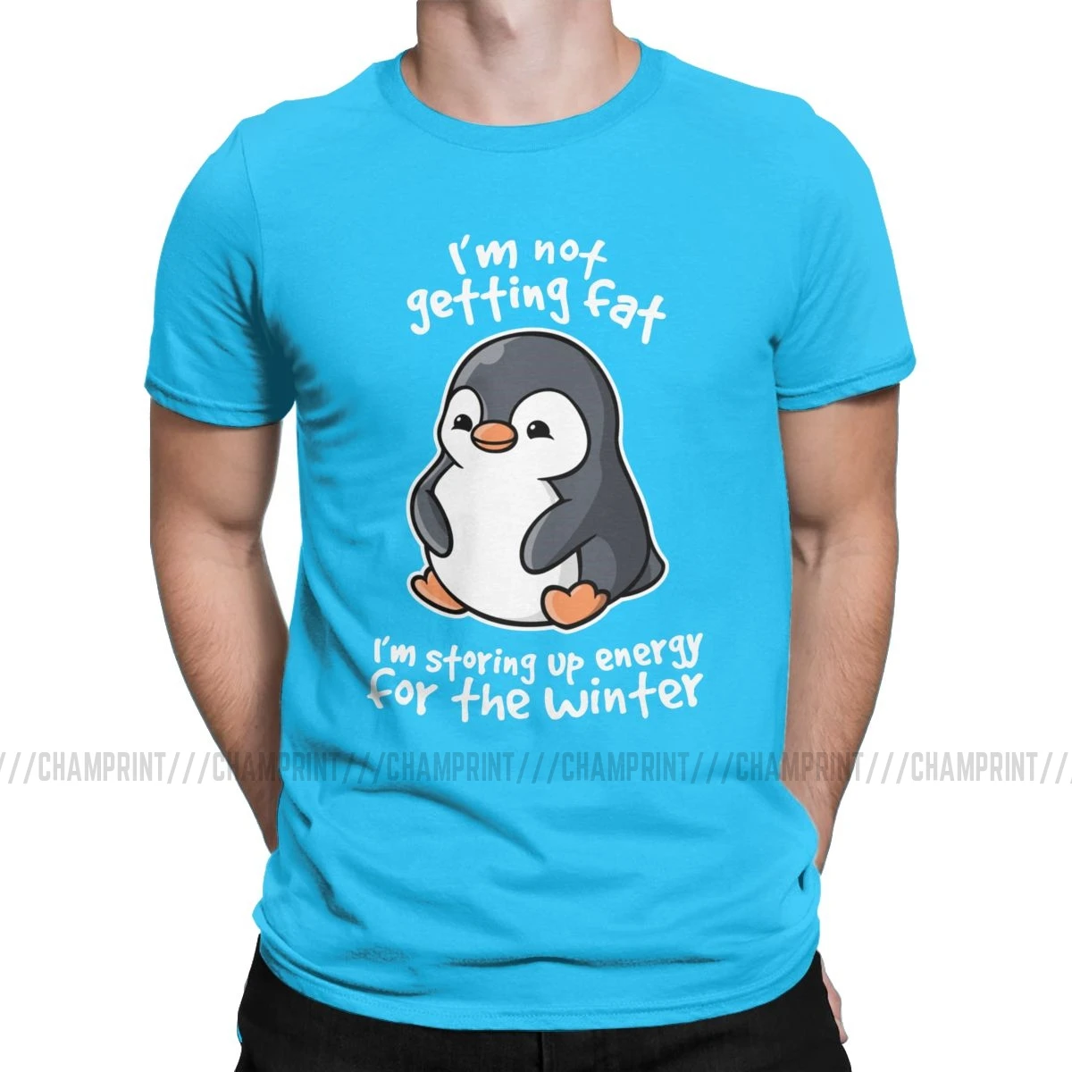Футболки с надписью «I'm Not Get Fat», «I'm Storing Up Energy For The Winter», футболки для мужчин, Pingu Meme, одежда с забавными рисунками, модные футболки - Цвет: Королевский синий