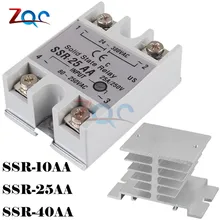 Твердотельные реле SSR-10AA SSR-25AA SSR-40AA 10A 25A 40A AC Управление генератор импульсов 80-250VAC для 24-380VAC SSR 10AA 25AA 40AA теплоотвод