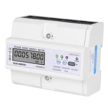

SINOTIMER RS485 Modbus Rtu DIN Rail 3 Phase 4 Wire LCD Digital Wattmeter Electronic Power Consumption Energy Meter 380V