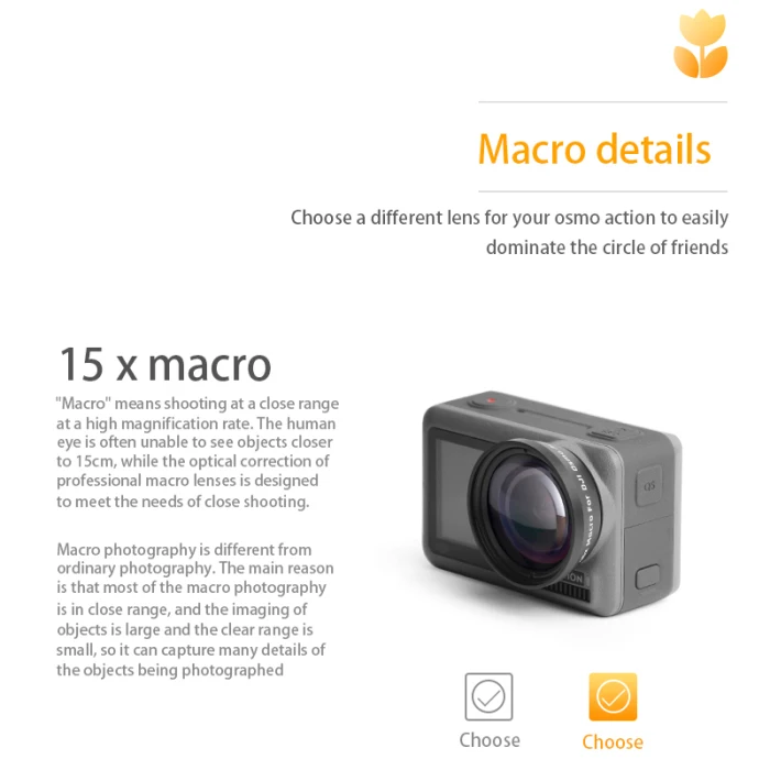 Macro HD Camera Lens Filters 15X Anti-Shake Portable for DJI OSMO Action Camera OUJ99