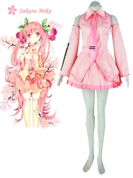 

(QYY-068) Vocaloid Sakura Hatsune Miku Pink Cosplay Costume Full Set