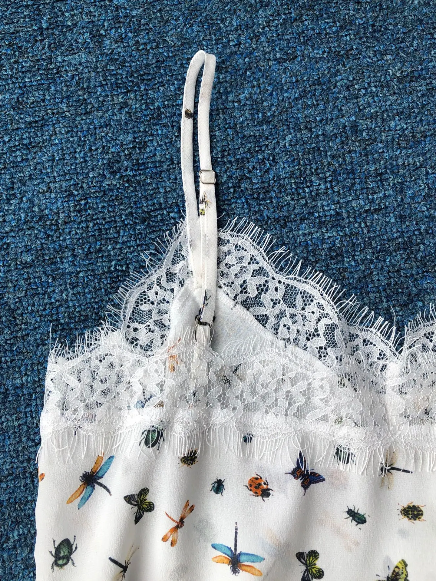 Women Tops Butterfly dragonfly Insect Print Pure Silk Vest