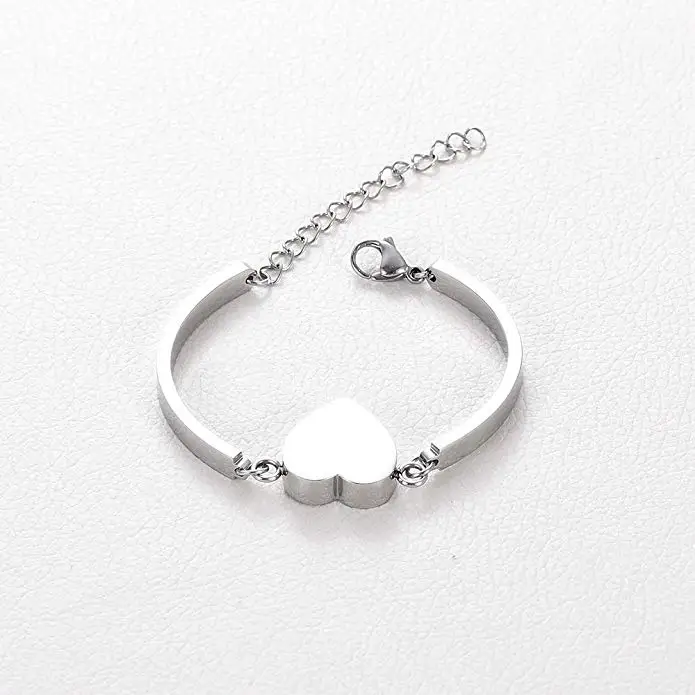 Free Engraving Blank Heart Cremation Urn bangle Bracelet For Women Stainless Steel Memorial Jewelry Hold Ashes Of Loved ones