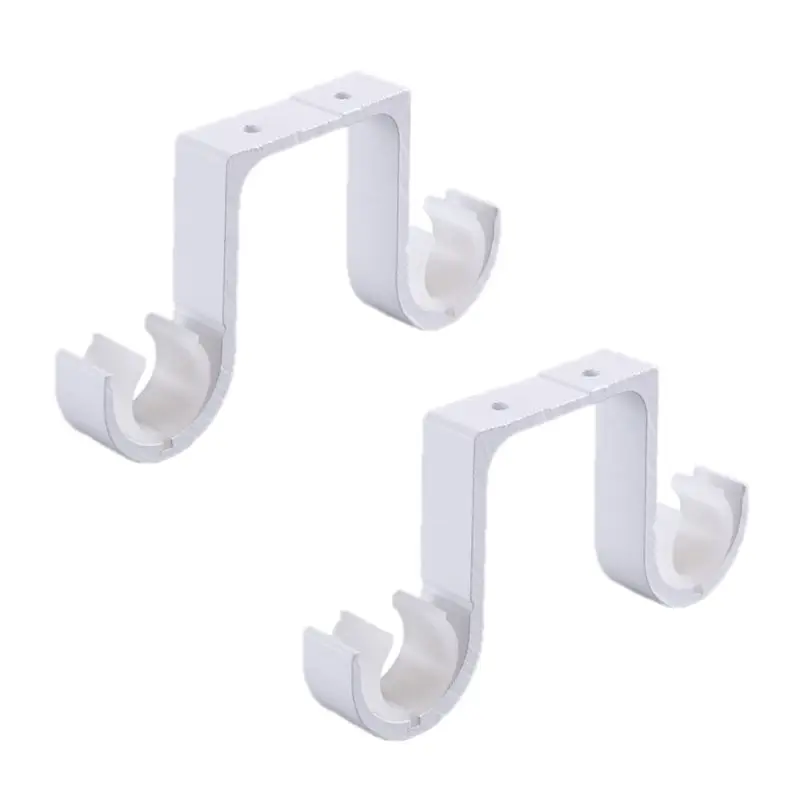 W 2pcs Double Curtain Rod Brackets Window Hardware Hook Holder Hanger Home Decor - Цвет: W