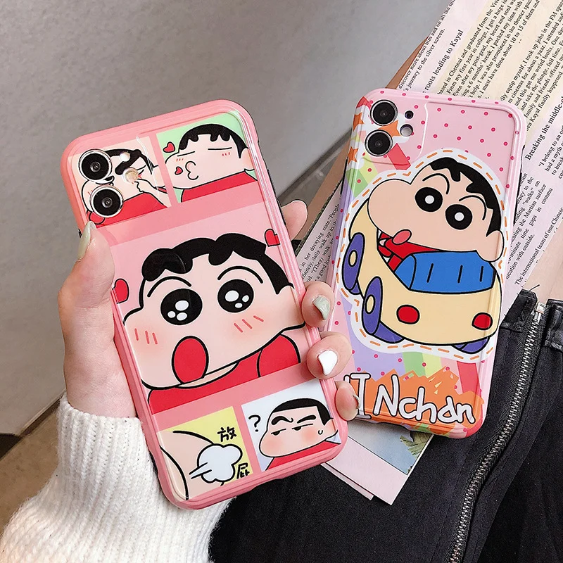 Забавная новинка чехол для телефона Crayon Shin-Chan iPhone 11 12 Pro Max Xr Xs 7 8 Plus IMD милый