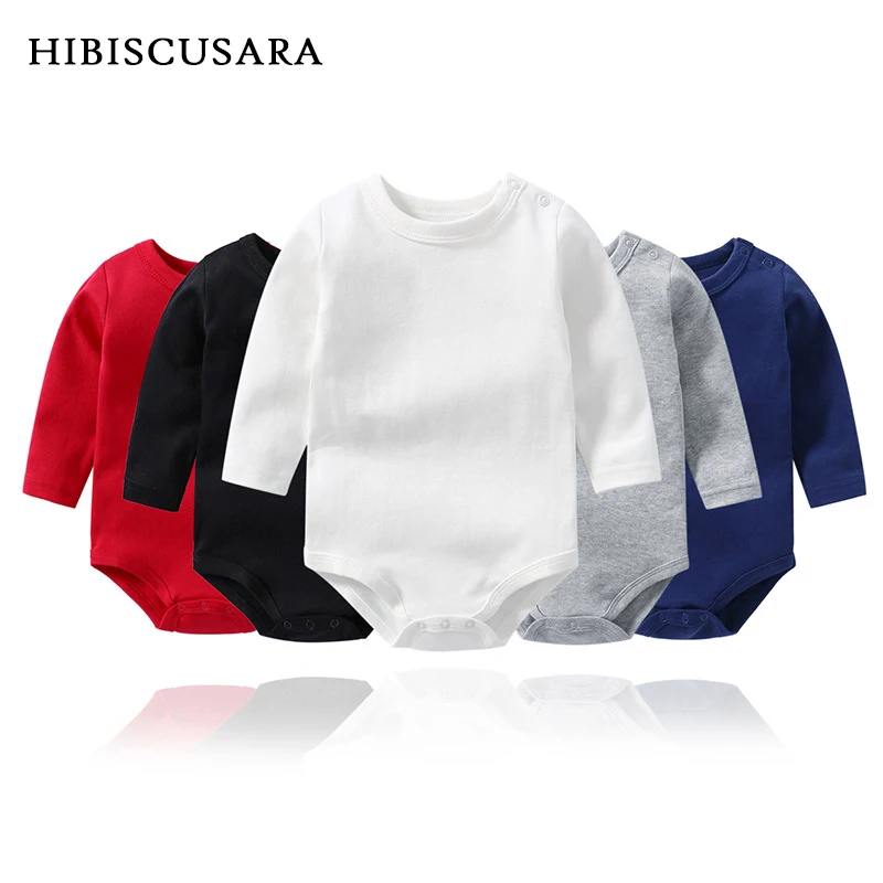 오그닉 코튼  옷 롬퍼, 단색, 전체 소매  점프수트 롬퍼, 0-2 세 남아 여아