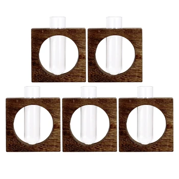 

5x Tabletop Test Tube Glass Vase in Wooden Stand Flower Pots for Home Office
