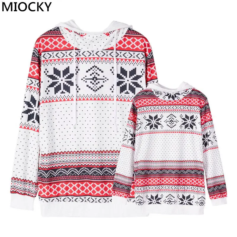 

Sweatshirt Mom Daughter Christmas T-Shirt Printed Christmas Hoodies Autumn Girls Top Winter Mother and Daughter Clothes E0292