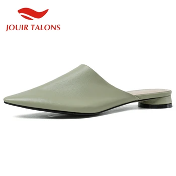 

JOUIR TALONS 2020 New Arrivals Genuine Leather Woman Mules Sandals Pointed Toe Strange Stlye Heel Pumps Summer Woman Shoes