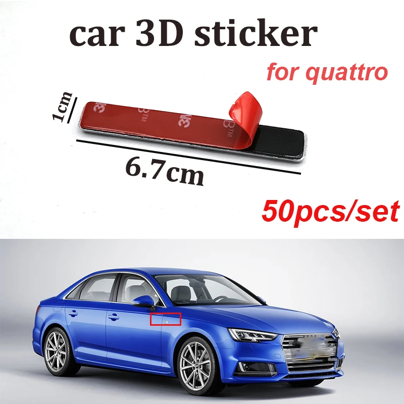 

50pcs for quattro A5 A6 A7 A8 Q1 Q3 Q5 Q7 TT Car Emblem Sticker Abarth Body Sticker Front Hood Badge Rear Boot Label car styling
